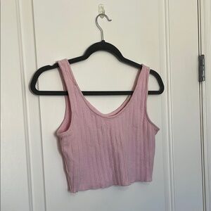 Heart Hips Pink Ribbed Crop Tank Top